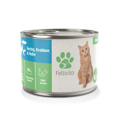 Fellicita - Haring, Krab & Kip Puur - Premium Katten Natvoer 200 g